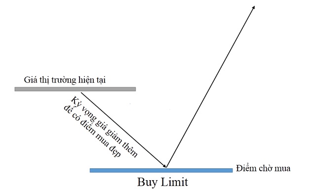 Lệnh chờ Buy limit thường được các Trader sử dụng khi họ muốn mua ở mức giá thấp hơn so với giá hiện tại trên thị trường