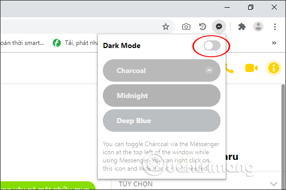 Nền đen Messenger trên PC