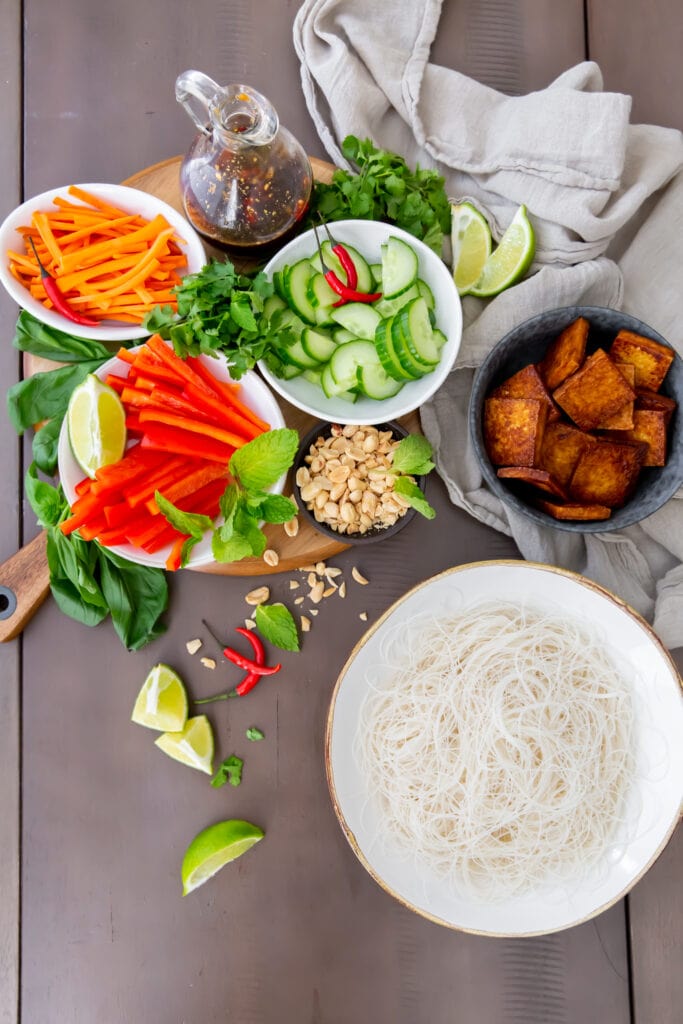 This Vegan Bún Chay Vietnamese noodle salad recipe is a delicious and healthy dish you can make in 30 minutes.