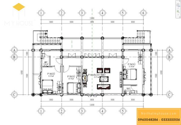 Bản vẽ thiết kế nhà sàn bê tông -2