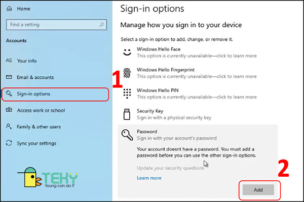 Cách cài mật khẩu cho Windows 10 Bước 2.1