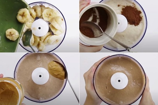 cách làm kem chuối socola bơ đậu phộng với máy xay sinh tố