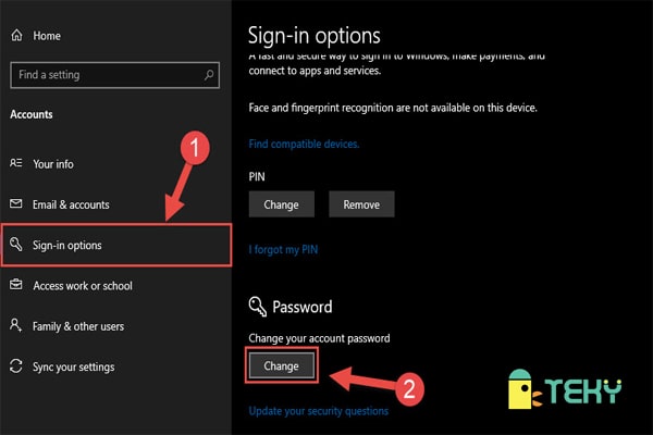 Cách thay đổi mật khẩu cho Windows 10 Bước 2.1