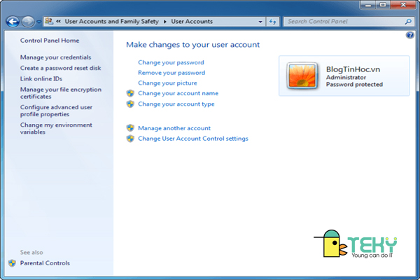 Cách thay đổi mật khẩu Windows 7 bước 1