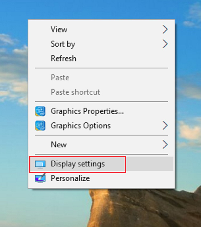 Phóng to màn hình máy tính Win 10 đơn giản mở cửa sổ Display Settings