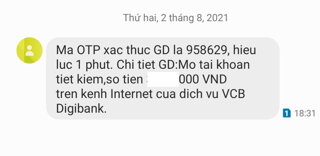 Cách lấy mã OTP Vietcombank