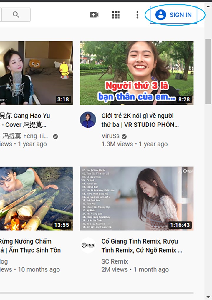 Đăng nhập vào Youtube