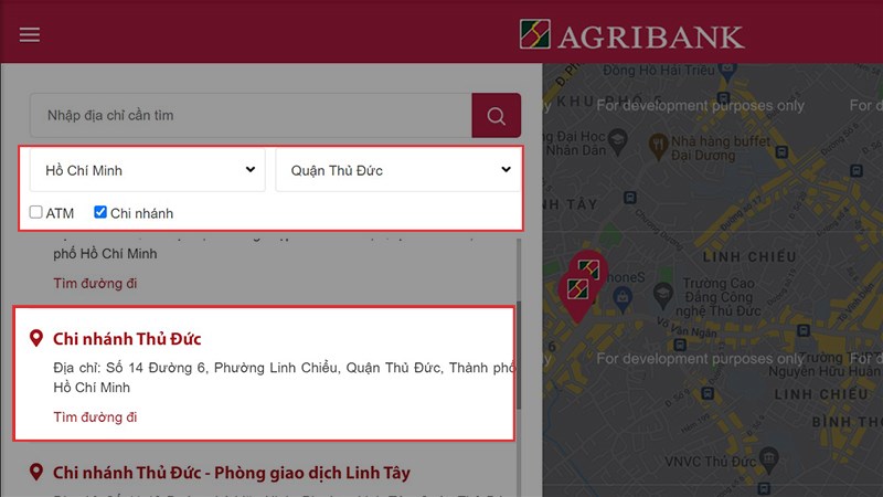 Tra cứu chi nhánh Agribank